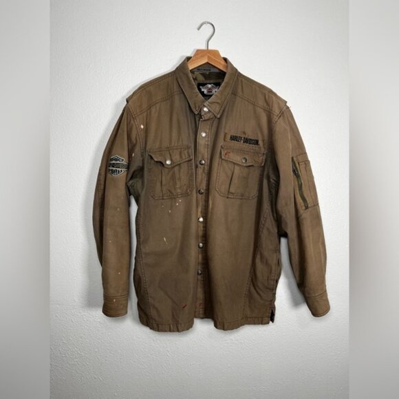 Harley-Davidson Men's Olive Military style Jacket size XL - Picture 1 of 9